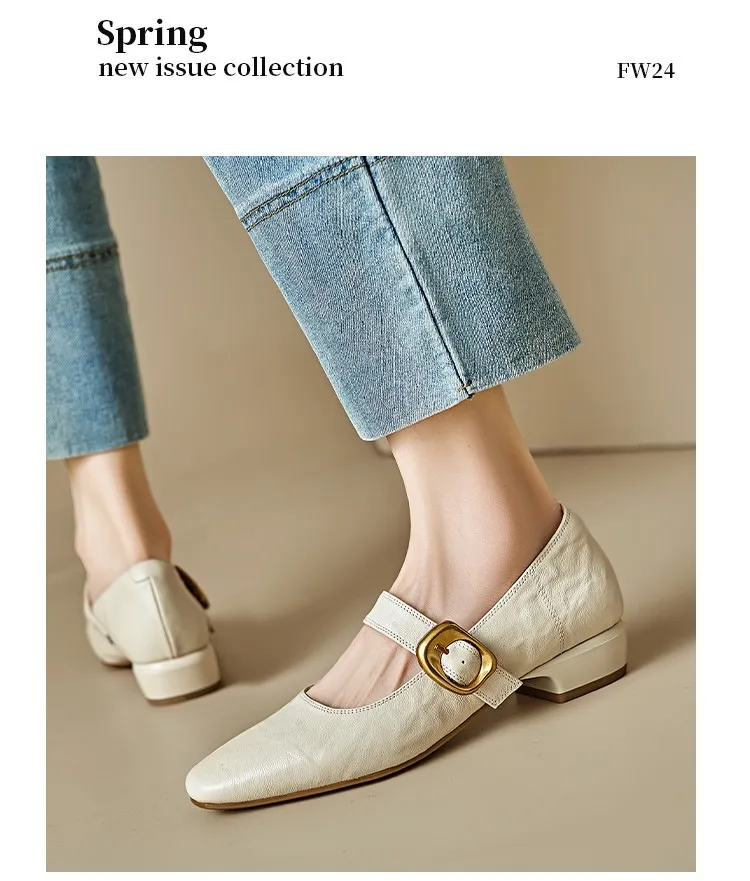 Soft lambskin Mary Jane shoes, Chanel style, spring/summer, single buckle strap, retro soft sole, low-cut women's shoes
