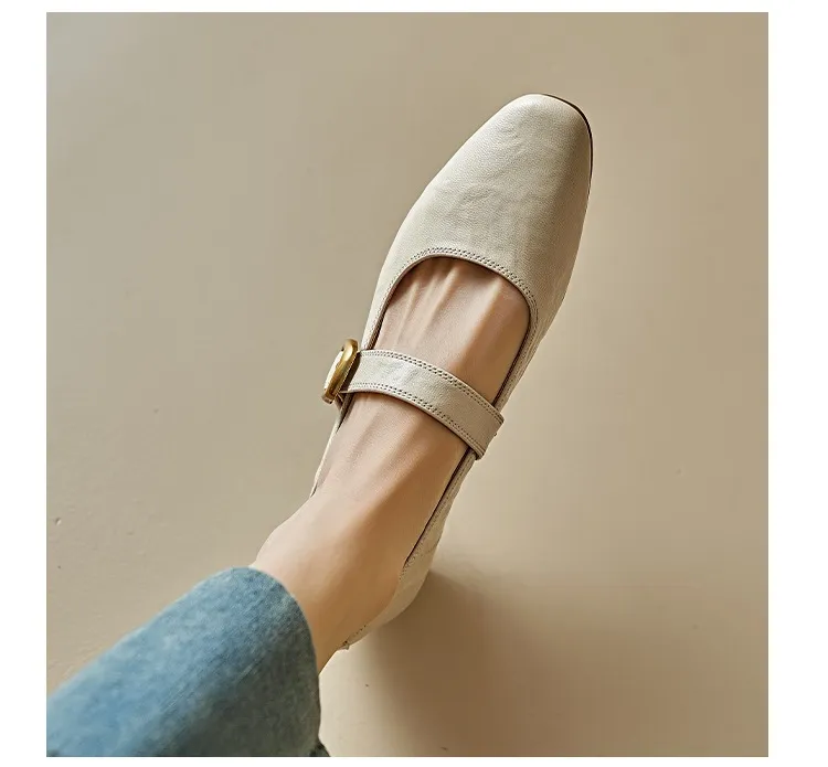 Soft lambskin Mary Jane shoes, Chanel style, spring/summer, single buckle strap, retro soft sole, low-cut women's shoes