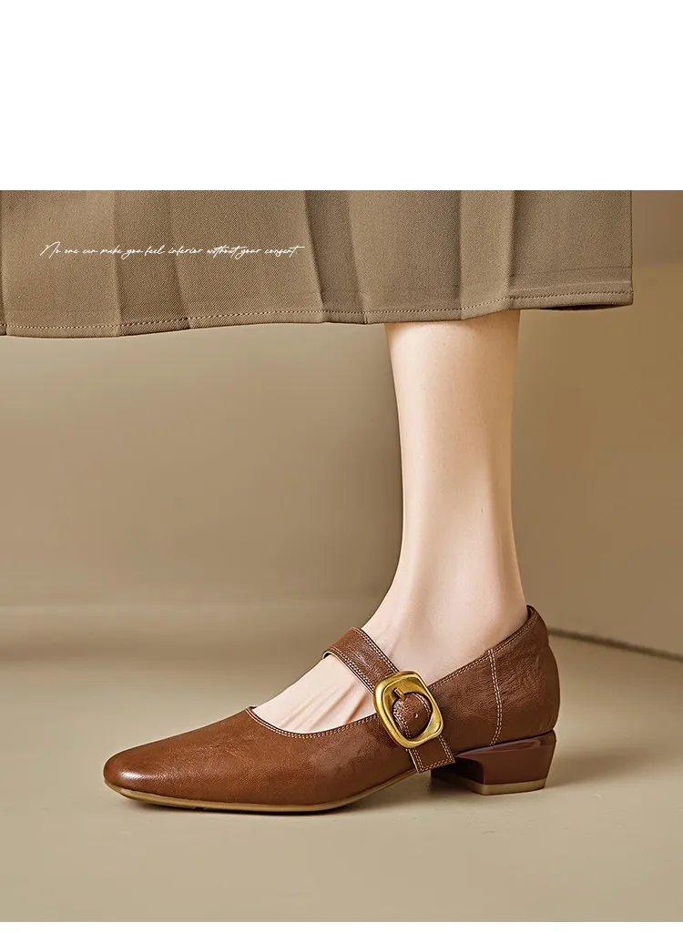 Soft lambskin Mary Jane shoes, Chanel style, spring/summer, single buckle strap, retro soft sole, low-cut women's shoes