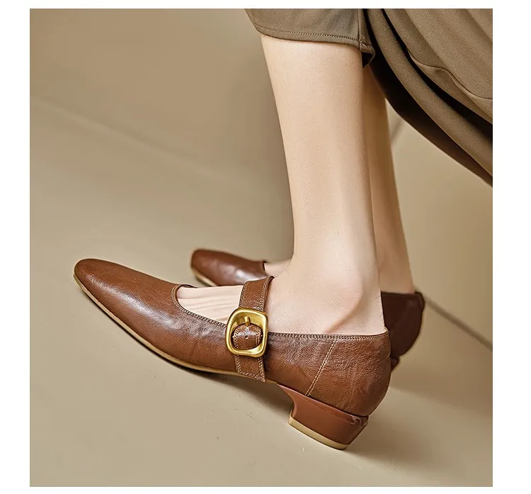 Soft lambskin Mary Jane shoes, Chanel style, spring/summer, single buckle strap, retro soft sole, low-cut women's shoes