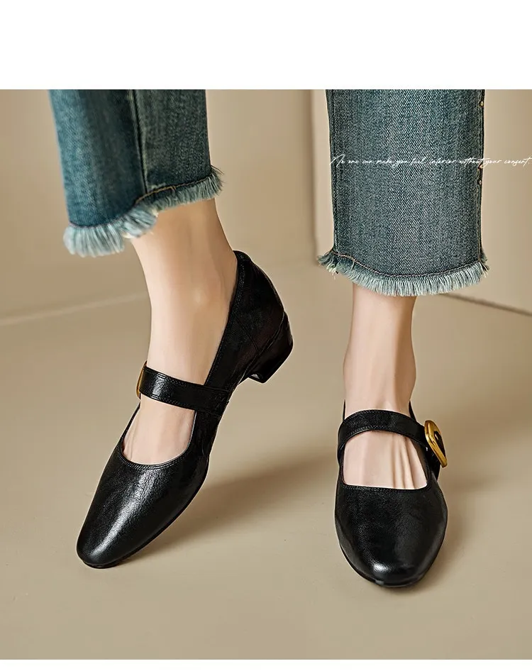 Soft lambskin Mary Jane shoes, Chanel style, spring/summer, single buckle strap, retro soft sole, low-cut women's shoes
