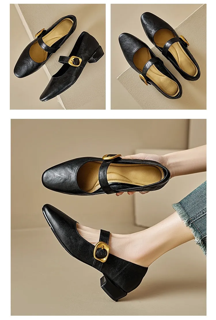 Soft lambskin Mary Jane shoes, Chanel style, spring/summer, single buckle strap, retro soft sole, low-cut women's shoes