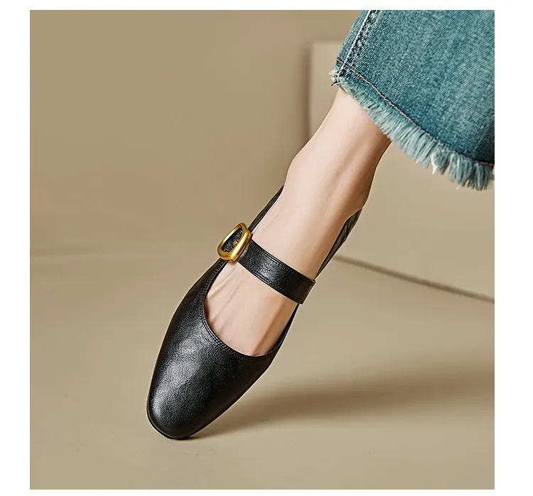 Soft lambskin Mary Jane shoes, Chanel style, spring/summer, single buckle strap, retro soft sole, low-cut women's shoes