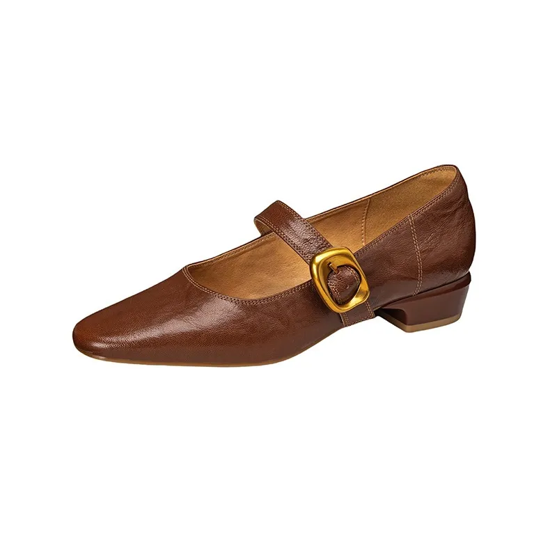 Soft lambskin Mary Jane shoes, Chanel style, spring/summer, single buckle strap, retro soft sole, low-cut women's shoes
