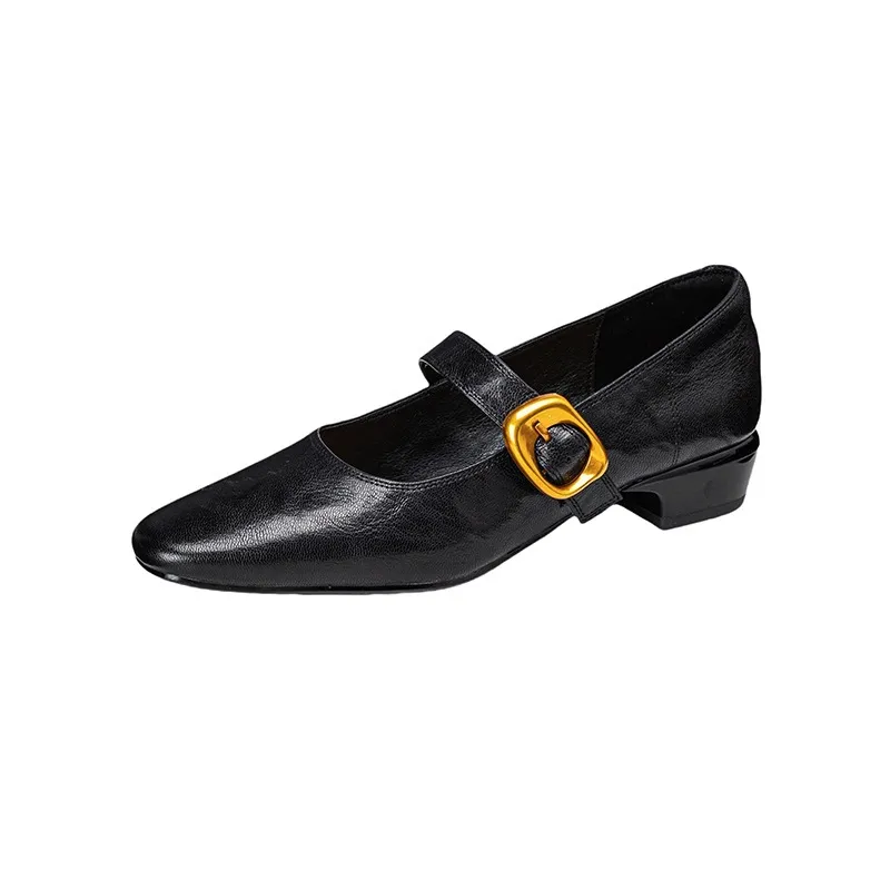Soft lambskin Mary Jane shoes, Chanel style, spring/summer, single buckle strap, retro soft sole, low-cut women's shoes
