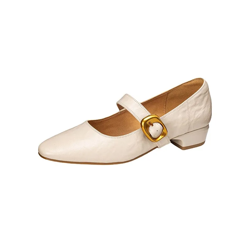 Soft lambskin Mary Jane shoes, Chanel style, spring/summer, single buckle strap, retro soft sole, low-cut women's shoes