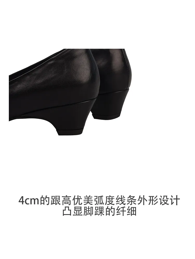 Early Spring Women's Fashion Shoes with Square Toe, Chunky Heel, Leather, Black and Khaki, Size 12-26c