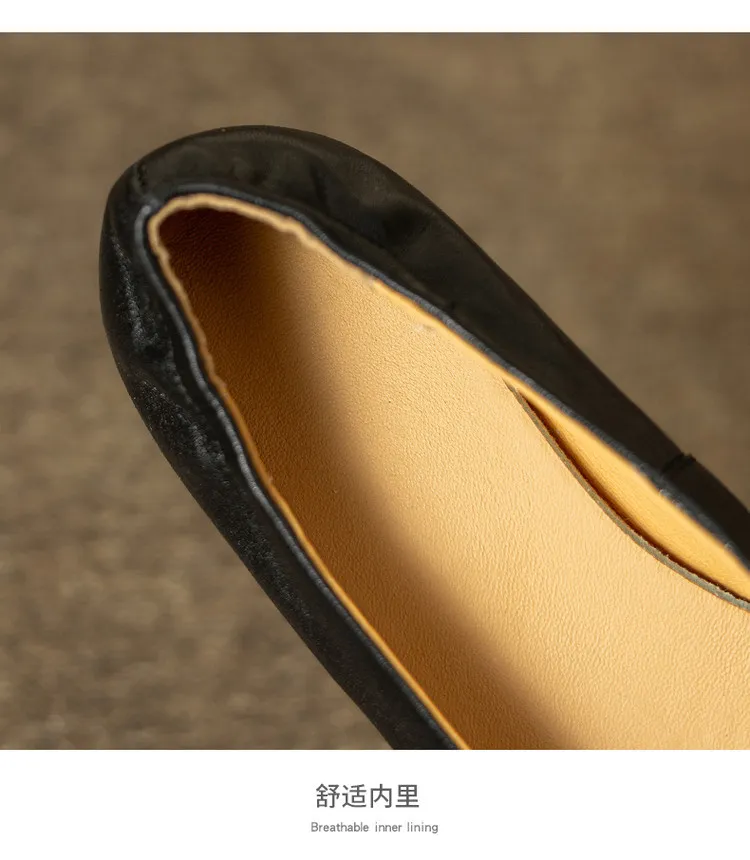 Early spring single shoes, round toe, flat, simple, solid color, sheepskin, comfortable slip-on women's shoes, 12-30d