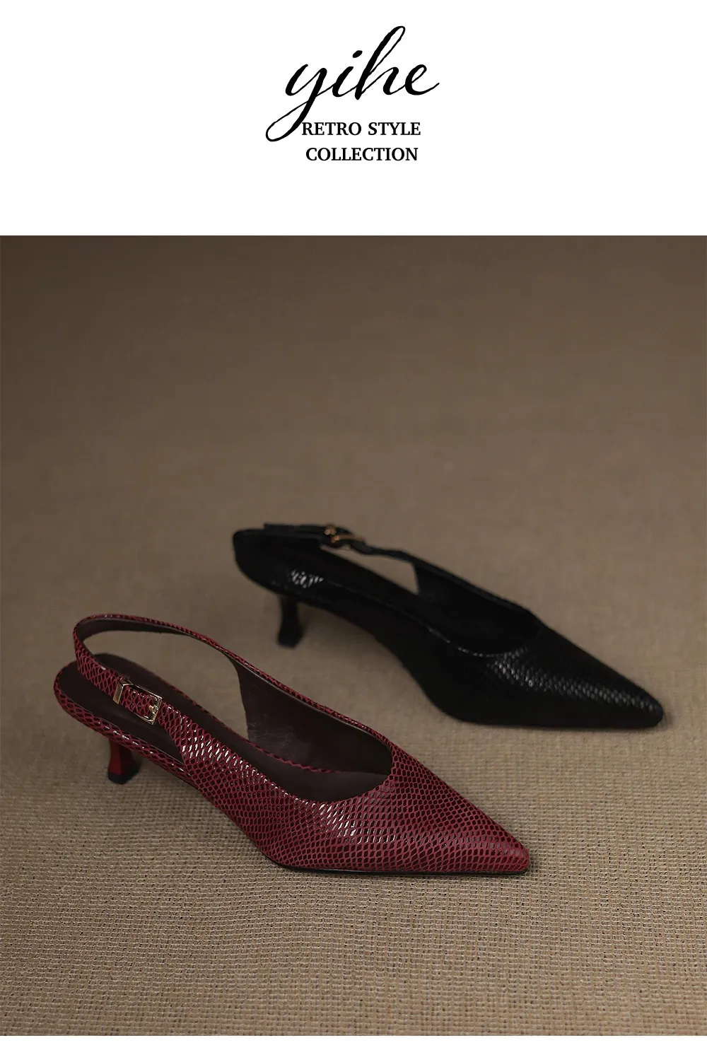 Spring/Summer Embossed Sheepskin Sandals with Stiletto Heels, Open Back, Stylish and Elegant Pointed Toe, 5cm High Heels for Women