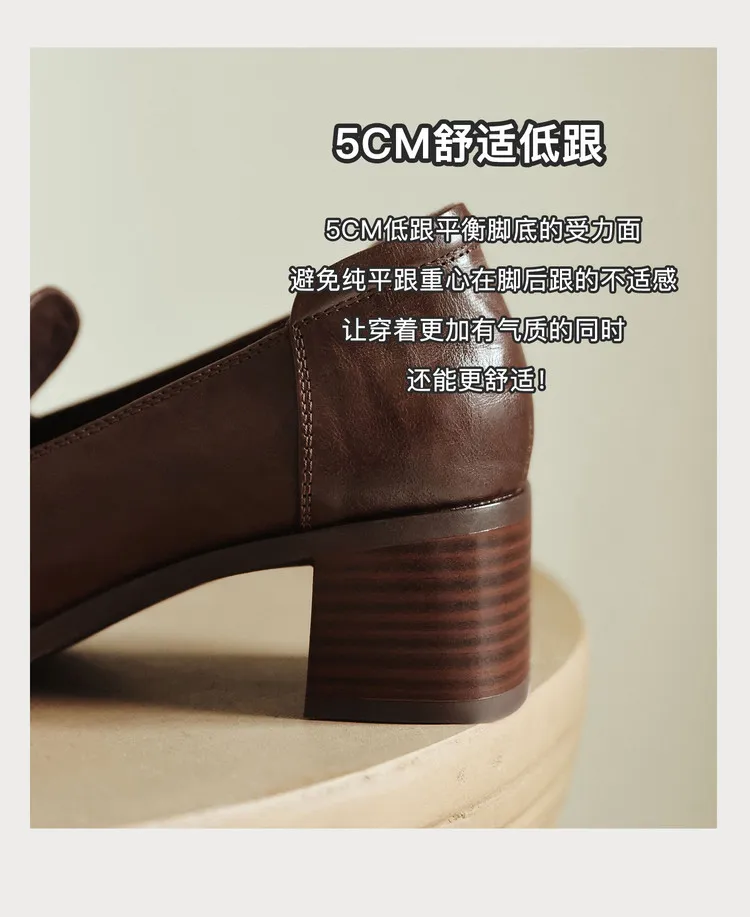 Early Spring Slip-on Square Toe Chunky Heel High Heel Sheepskin Fashion Women's Shoes 12-22h