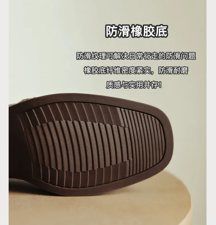 Early Spring Slip-on Square Toe Chunky Heel High Heel Sheepskin Fashion Women's Shoes 12-22h