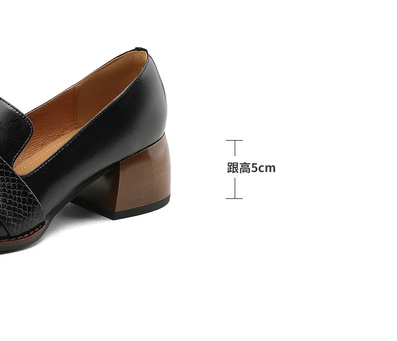 Elegant and stylish soft cowhide bow loafers for spring, chunky mid-heel, women's shoes in various sizes.