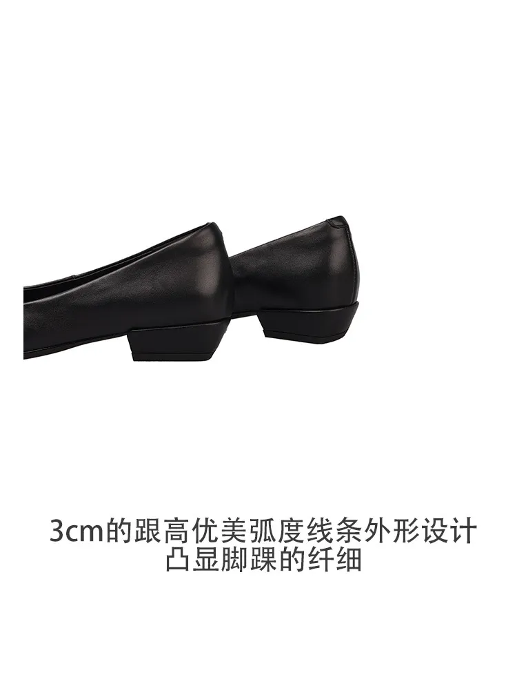Early spring single shoes, square toe, chunky heel, low heel, shallow mouth, elegant and comfortable women's shoes, 12-26t