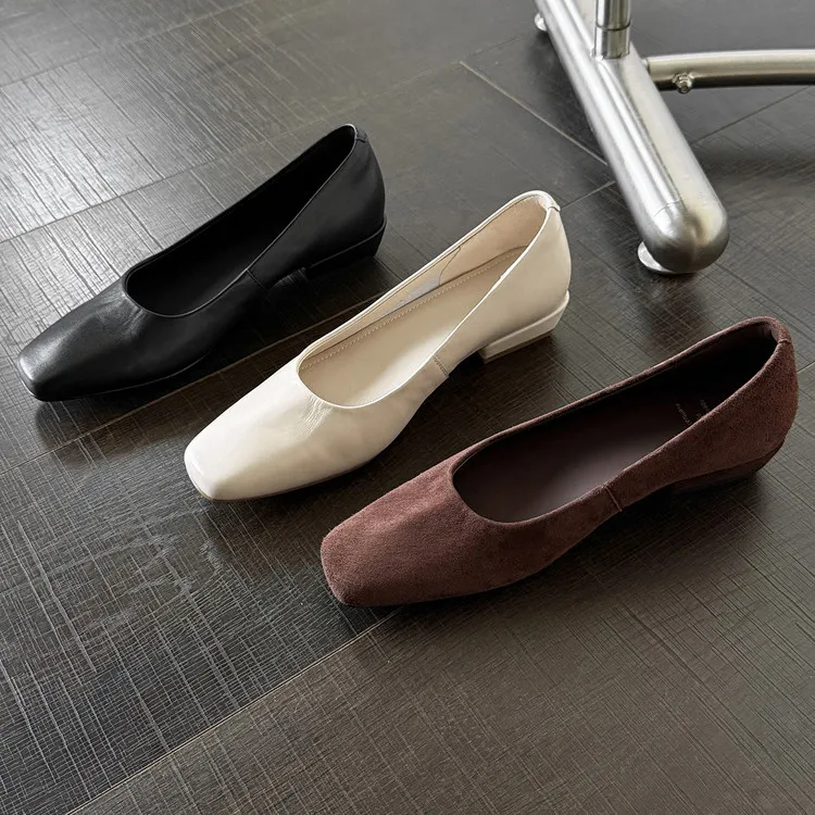 Early spring single shoes, square toe, chunky heel, low heel, shallow mouth, elegant and comfortable women's shoes, 12-26t