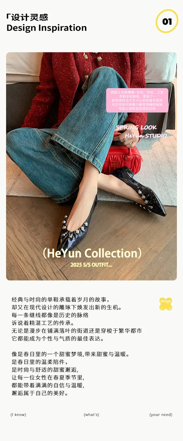 Early spring single shoes, round toe, chunky heel, high heel, fashion leather slip-on women's shoes, sizes 12-30c