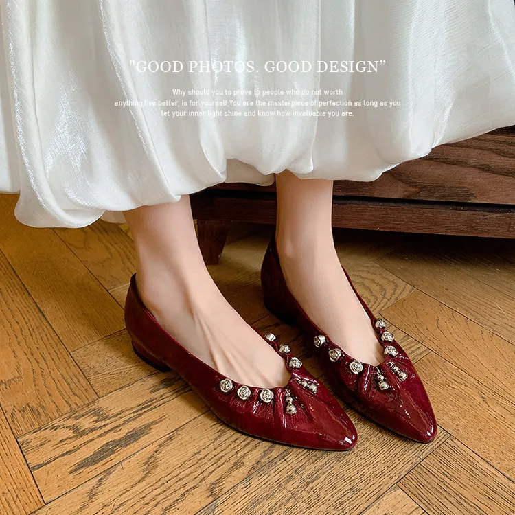 Early spring single shoes, round toe, chunky heel, high heel, fashion leather slip-on women's shoes, sizes 12-30c