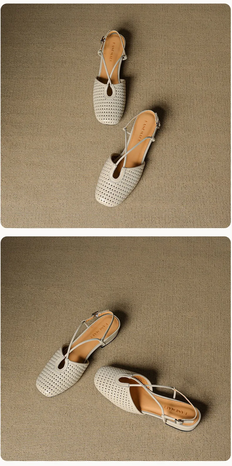 Summer soft openwork closed-toe sandals with cross buckle straps, round toe, 3cm chunky heel, Mary Jane style women's shoes