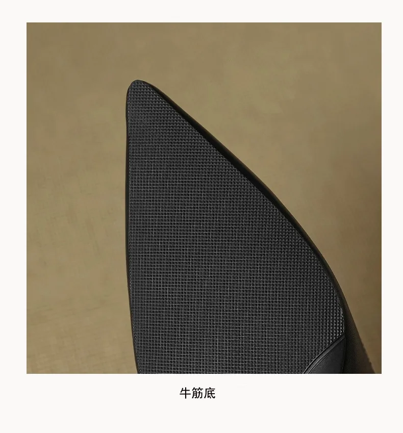 Women's leather shoes for all seasons, stylish pointed toe, 7cm stiletto heels, perfect for pairing with skirts, red and black slimming flats.