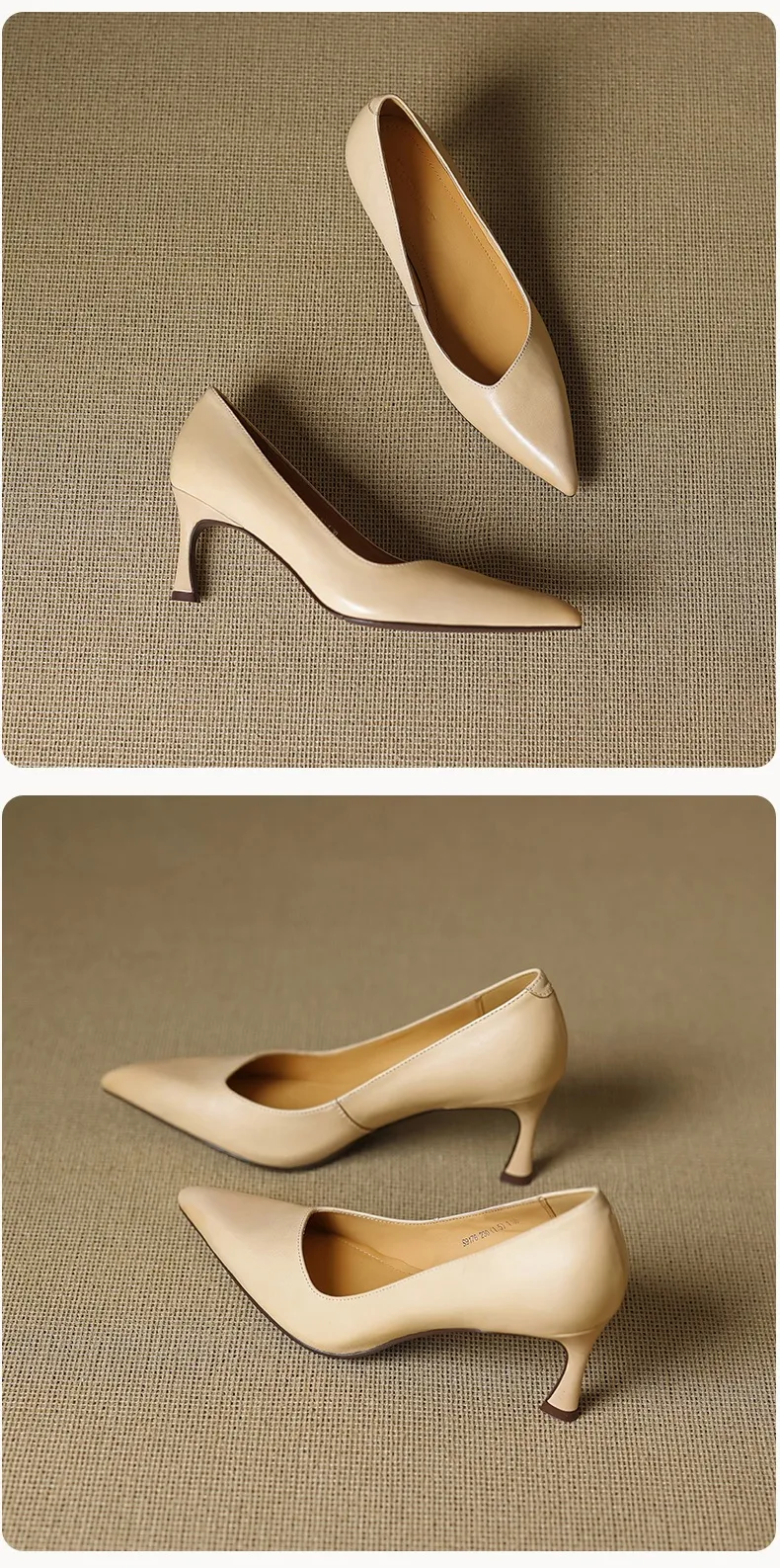 Women's leather shoes for all seasons, stylish pointed toe, 7cm stiletto heels, perfect for pairing with skirts, red and black slimming flats.
