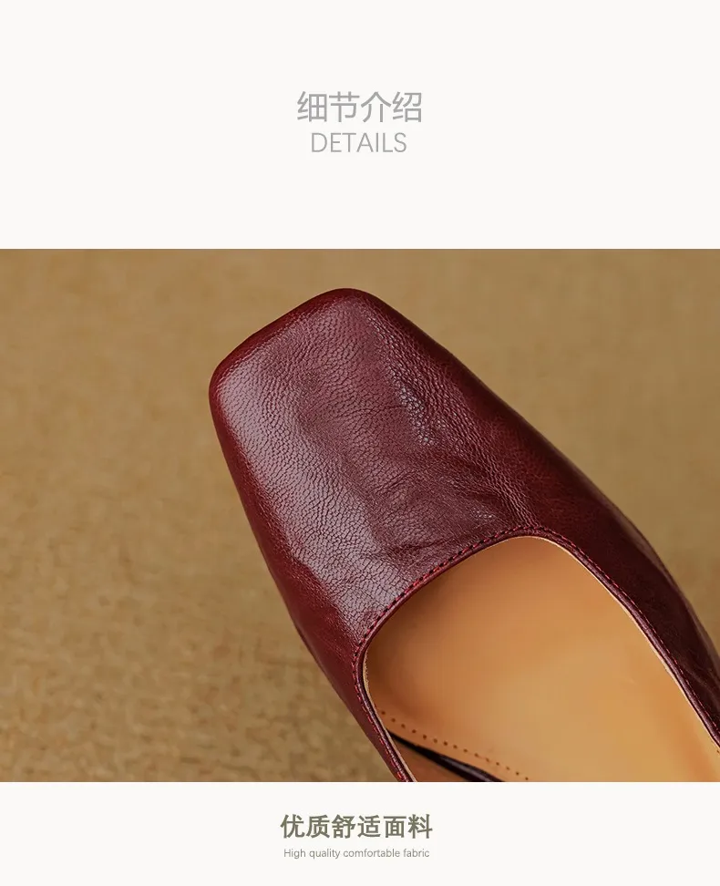 Spring/Summer High-Heeled Open Back Women's Square Toe Sandals Fashionable Lace-Up Sheepskin Chunky Heel Women's Shoes