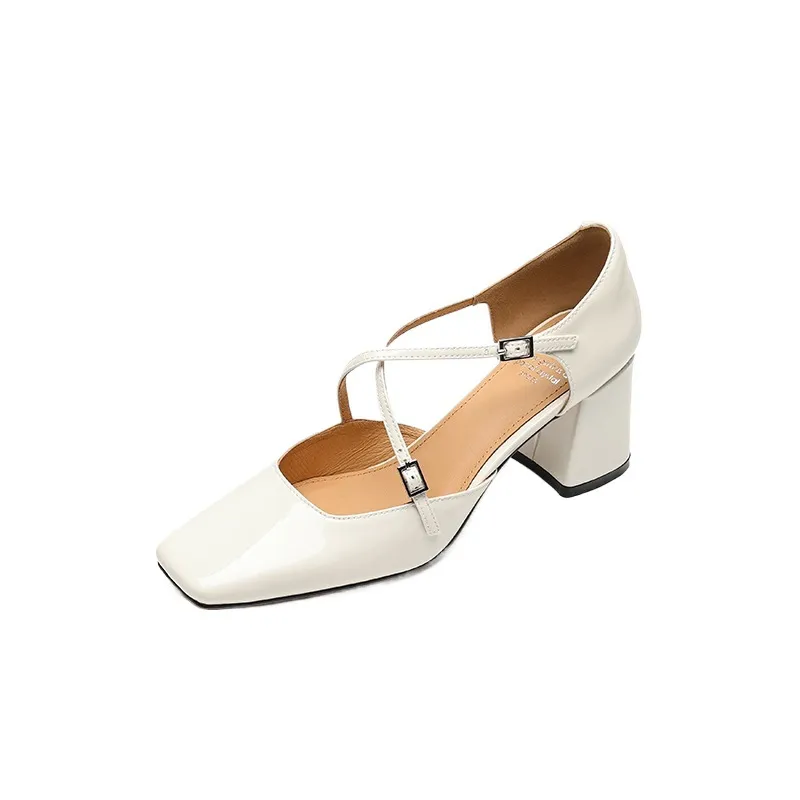 Spring/Summer Mary Jane Open Sandals Women's Shoes Chunky Heel Cross Straps Low-Cut Fashion High Heels