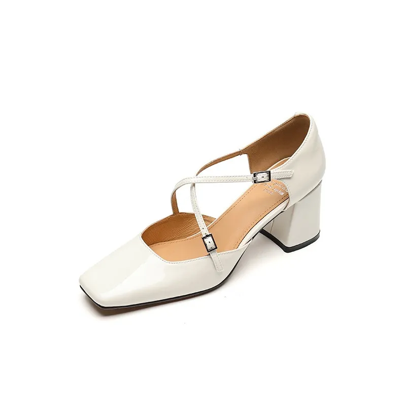 Spring/Summer Mary Jane Open Sandals Women's Shoes Chunky Heel Cross Straps Low-Cut Fashion High Heels