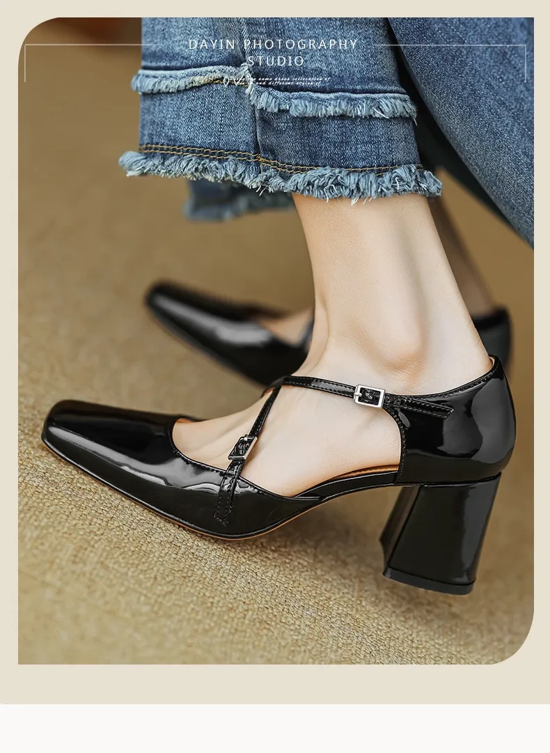 Spring/Summer Mary Jane Open Sandals Women's Shoes Chunky Heel Cross Straps Low-Cut Fashion High Heels