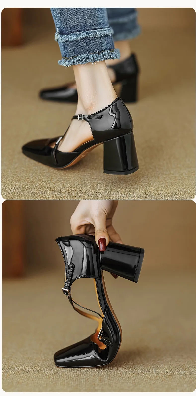 Spring/Summer Mary Jane Open Sandals Women's Shoes Chunky Heel Cross Straps Low-Cut Fashion High Heels