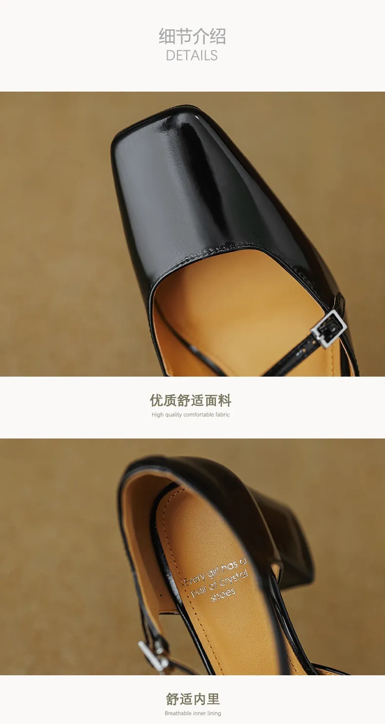 Spring/Summer Mary Jane Open Sandals Women's Shoes Chunky Heel Cross Straps Low-Cut Fashion High Heels