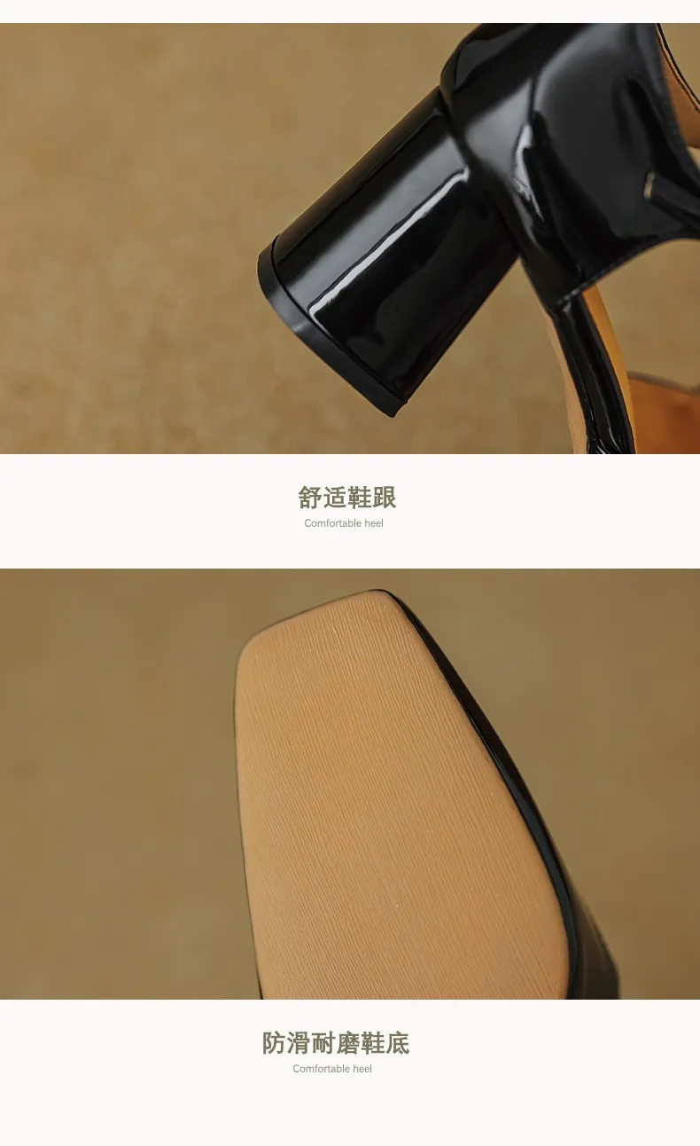 Spring/Summer Mary Jane Open Sandals Women's Shoes Chunky Heel Cross Straps Low-Cut Fashion High Heels