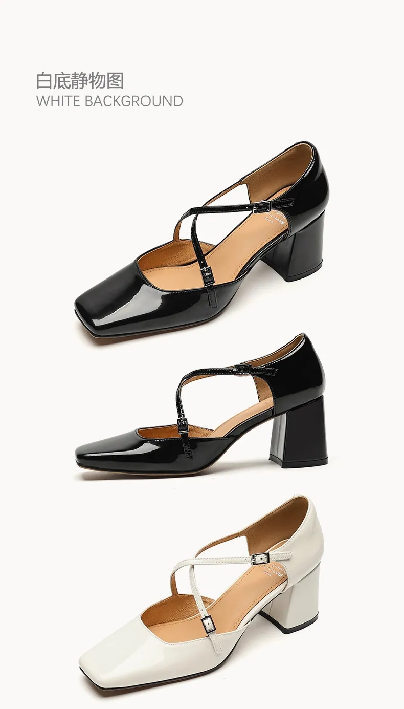 Spring/Summer Mary Jane Open Sandals Women's Shoes Chunky Heel Cross Straps Low-Cut Fashion High Heels
