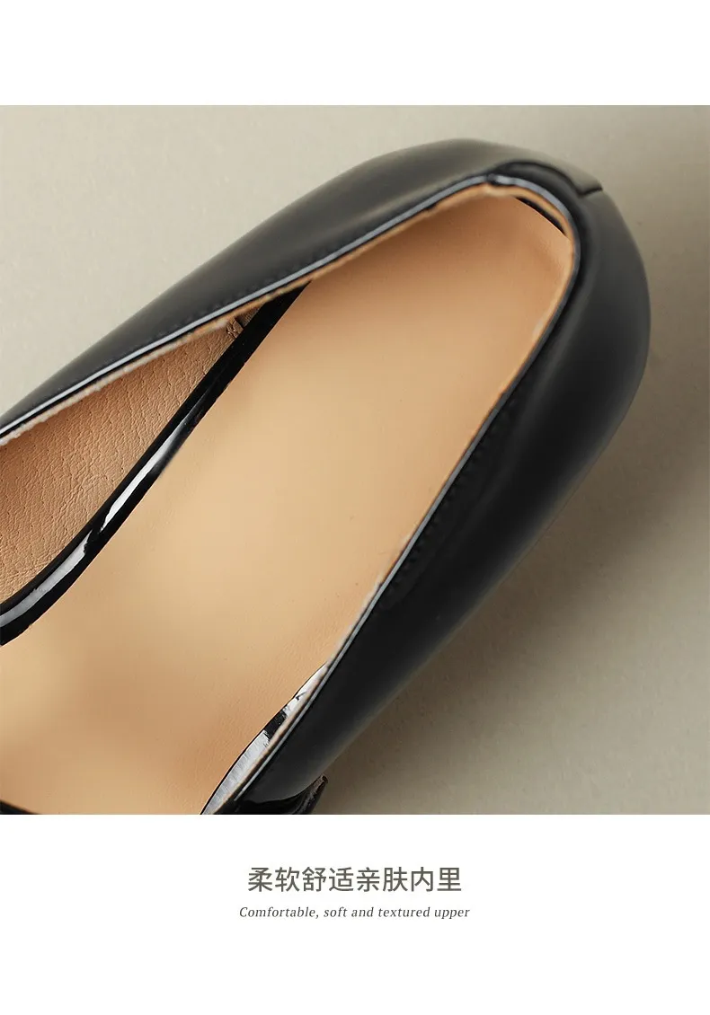 T-strap Mary Jane shoes, patent leather high heels, spring and autumn stiletto pointed toe low-cut women's shoes.