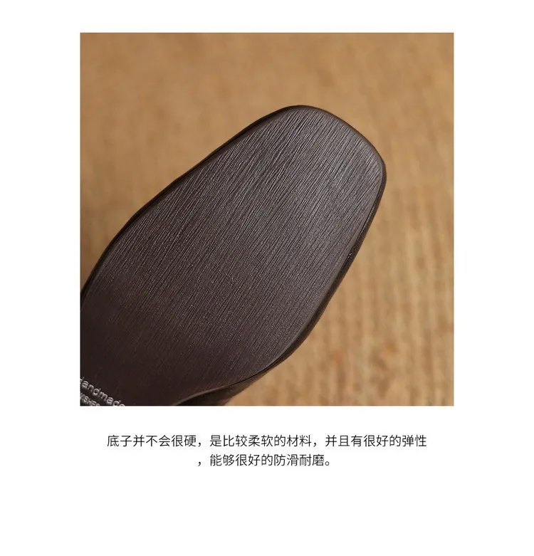 Spring/Autumn Style First Layer Sheepskin Single Shoes, Comfortable 4cm Mid-Heel Block Heel Women's Shoes, Retro Brown/Black, Plus Size