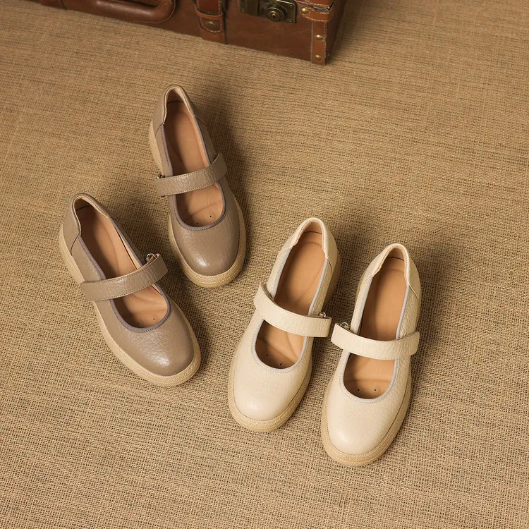 Early Spring Women's Shoes - Round Toe, Thick Sole, Chunky Heel, Velcro Fit, Comfortable Shoes, Sizes 1-15L