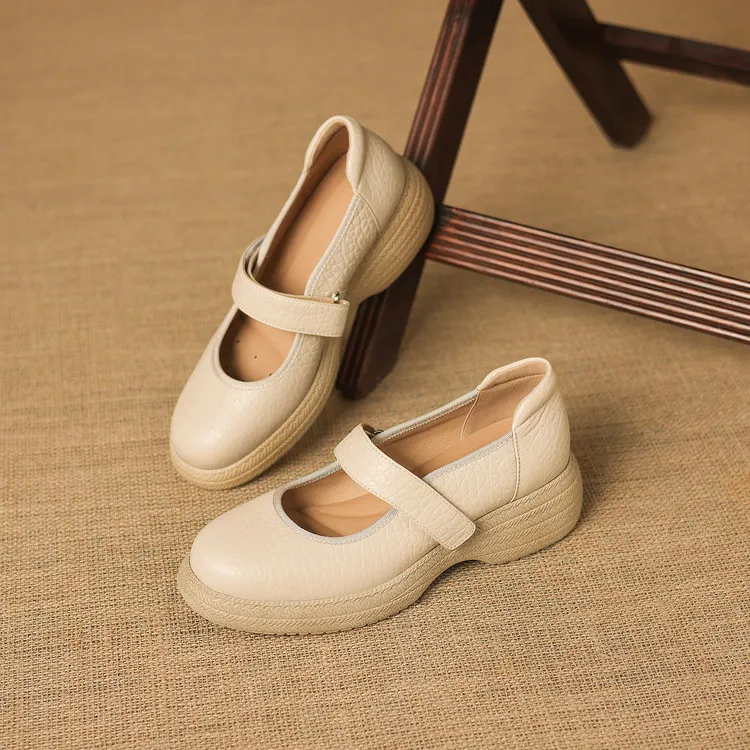 Early Spring Women's Shoes - Round Toe, Thick Sole, Chunky Heel, Velcro Fit, Comfortable Shoes, Sizes 1-15L