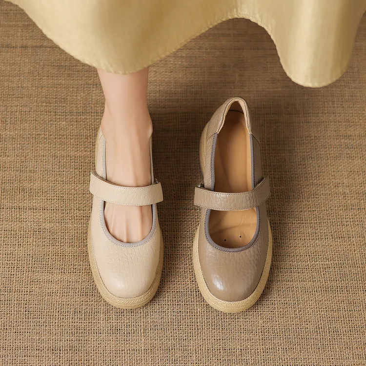 Early Spring Women's Shoes - Round Toe, Thick Sole, Chunky Heel, Velcro Fit, Comfortable Shoes, Sizes 1-15L