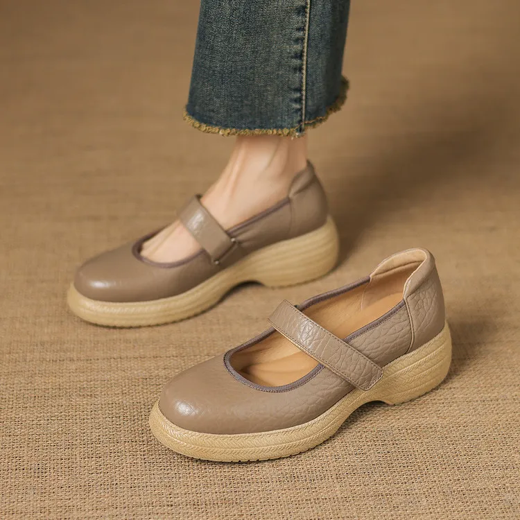 Early Spring Women's Shoes - Round Toe, Thick Sole, Chunky Heel, Velcro Fit, Comfortable Shoes, Sizes 1-15L
