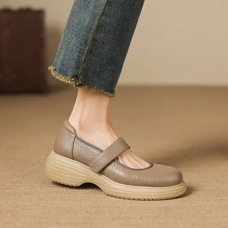 Early Spring Women's Shoes - Round Toe, Thick Sole, Chunky Heel, Velcro Fit, Comfortable Shoes, Sizes 1-15L