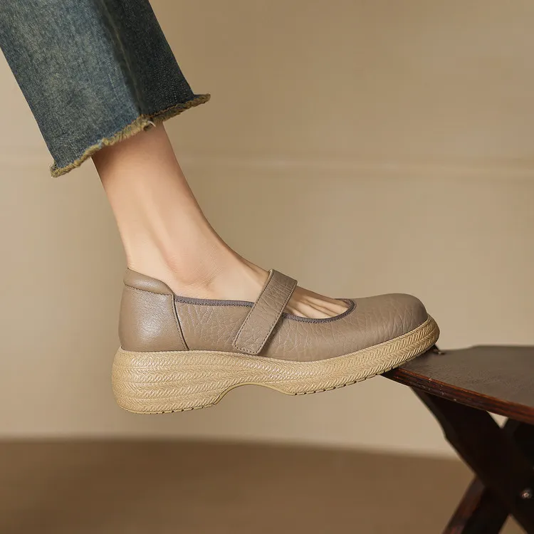 Early Spring Women's Shoes - Round Toe, Thick Sole, Chunky Heel, Velcro Fit, Comfortable Shoes, Sizes 1-15L