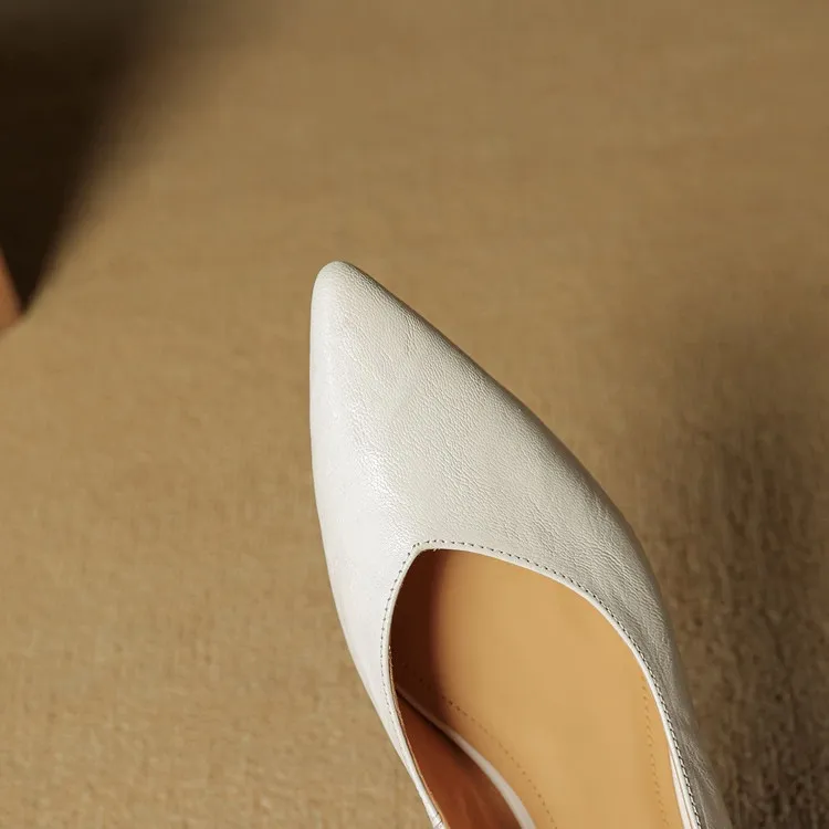 Autumn soft top-grain sheepskin comfortable wedge heel women's shoes low heel pointed toe shallow mouth plus size