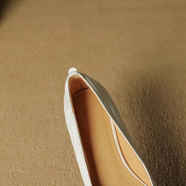 Autumn soft top-grain sheepskin comfortable wedge heel women's shoes low heel pointed toe shallow mouth plus size