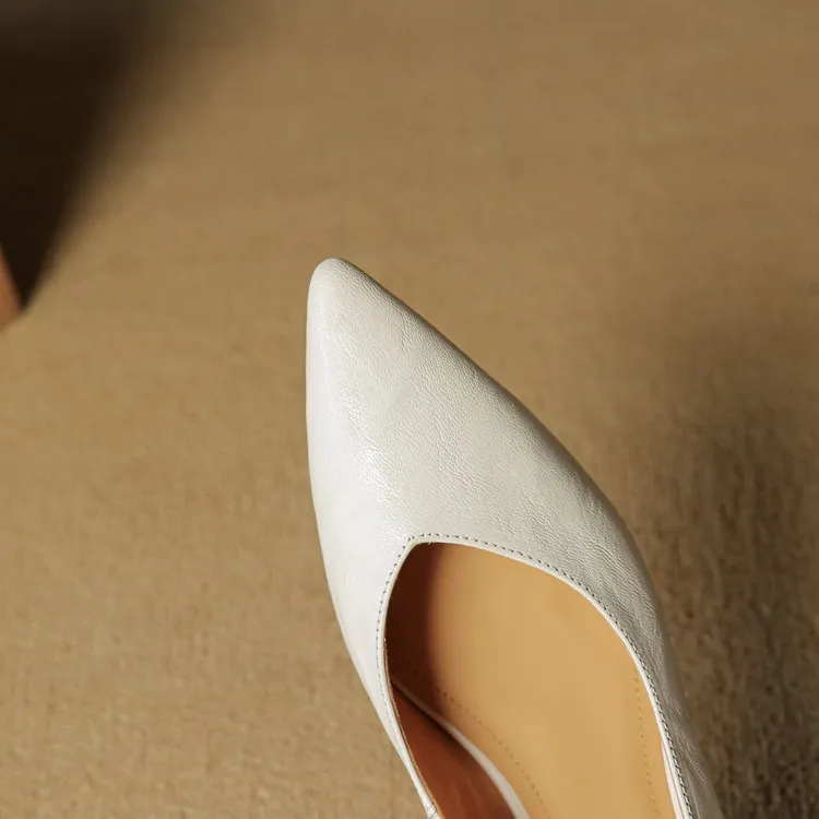 Autumn soft top-grain sheepskin comfortable wedge heel women's shoes low heel pointed toe shallow mouth plus size