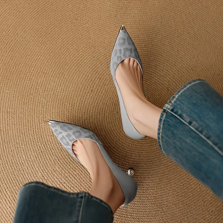 Early spring single shoes, pointed toe, low-cut, stiletto heel, slip-on, color-blocked women's shoes