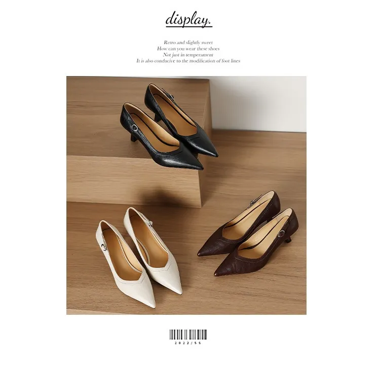 Women's stiletto heels, spring and autumn sheepskin pointed toe low-cut single shoes, plus size