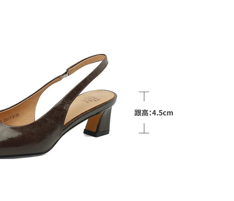 Early spring/summer women's slip-on sheepskin open-back sandals with chunky heels, Korean style square toe