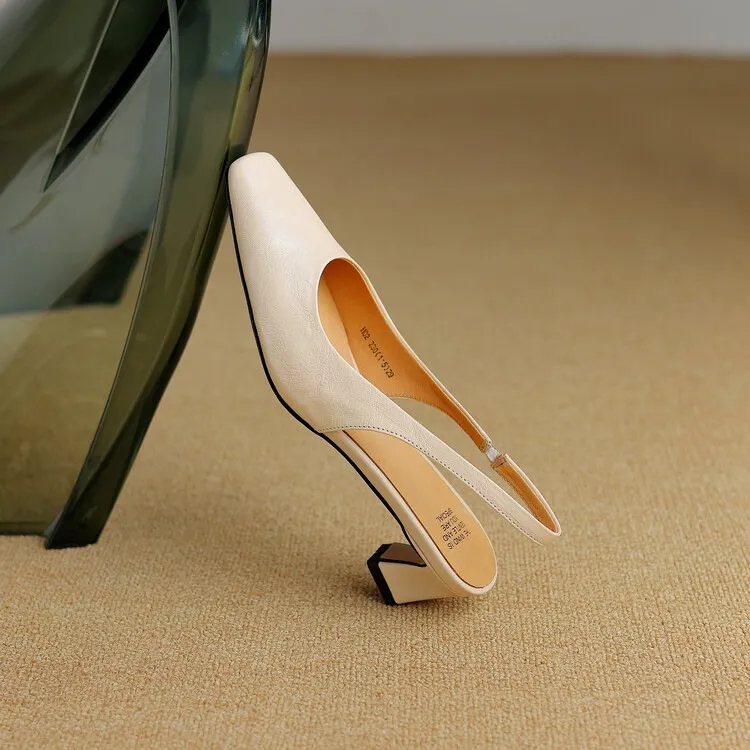 Early spring/summer women's slip-on sheepskin open-back sandals with chunky heels, Korean style square toe