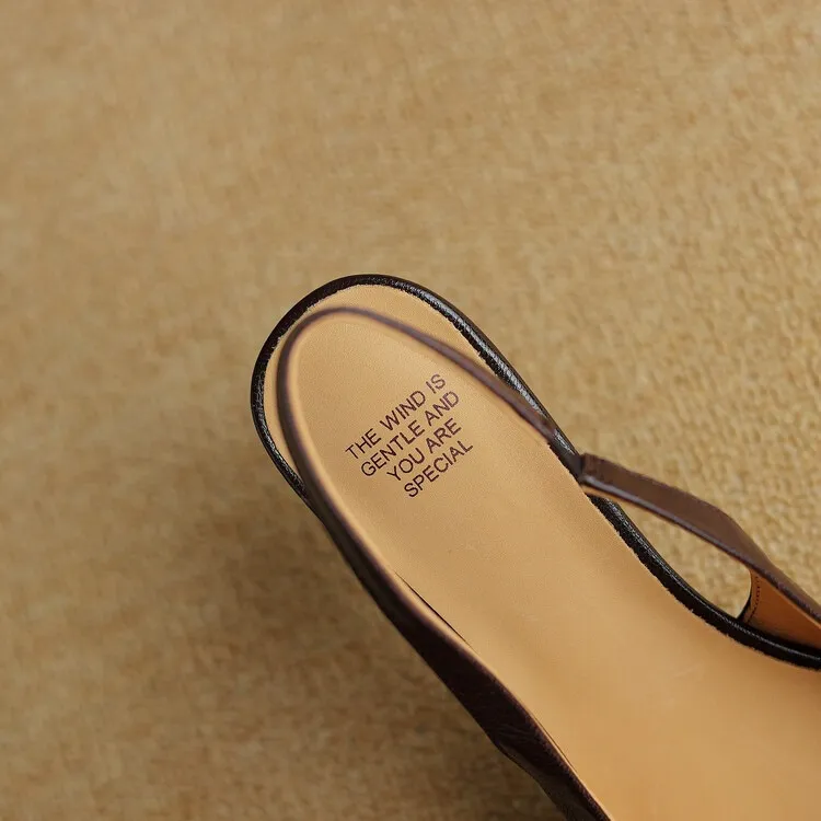 Early spring/summer women's slip-on sheepskin open-back sandals with chunky heels, Korean style square toe