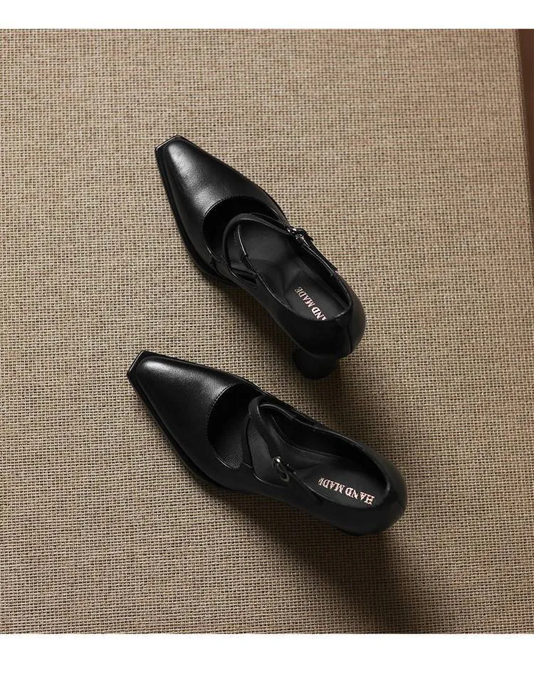 Early spring elegant pointed-toe crisscross strap high heels for women with thick soles and buckles