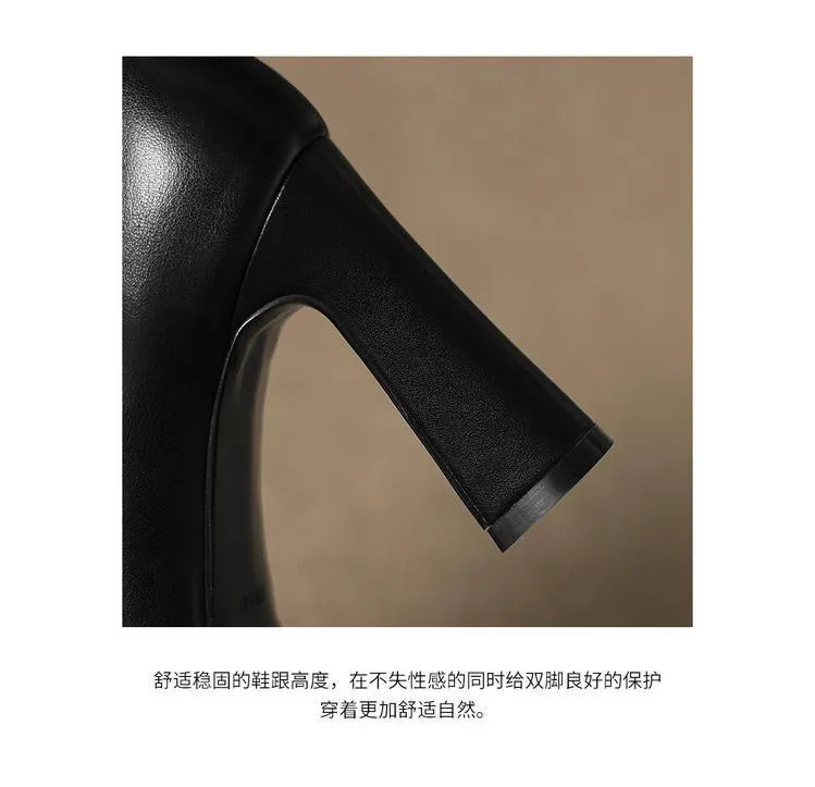 Early spring elegant pointed-toe crisscross strap high heels for women with thick soles and buckles