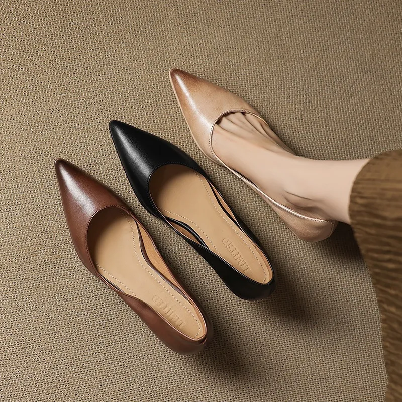 Early spring slip-on high heels, soft pointed toes, elegant and stylish women's shoes